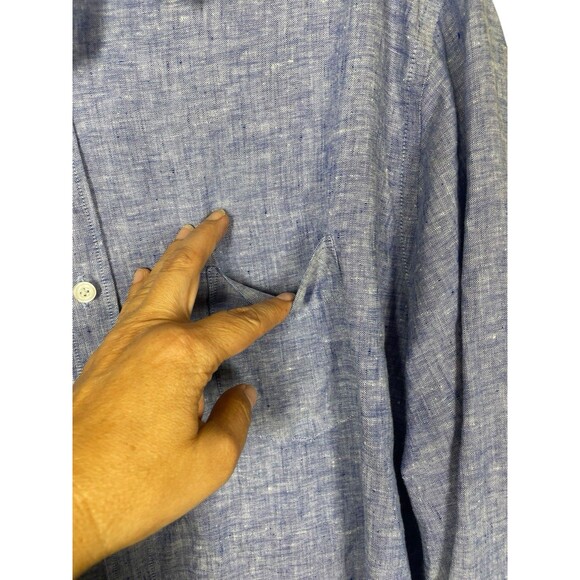 UNTUCKit Wrinkle Resistant 100 % Linen Long Sleeve Button Down Shirt XXL Blue - Picture 6 of 11